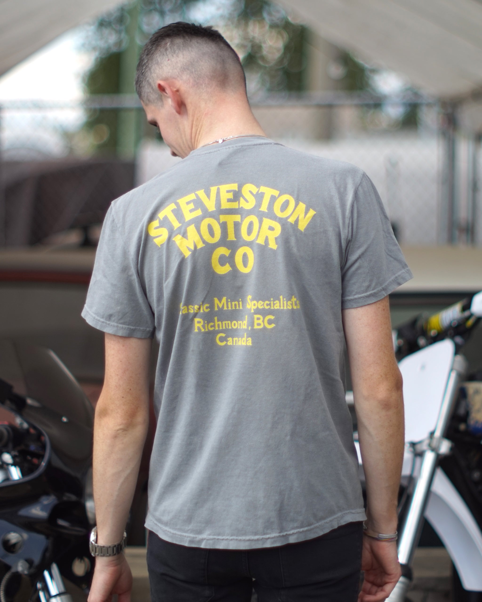Smco Merch SMCO Classic Heavyweight Shop T-Shirt (Yellow) – Steveston Motor Co
